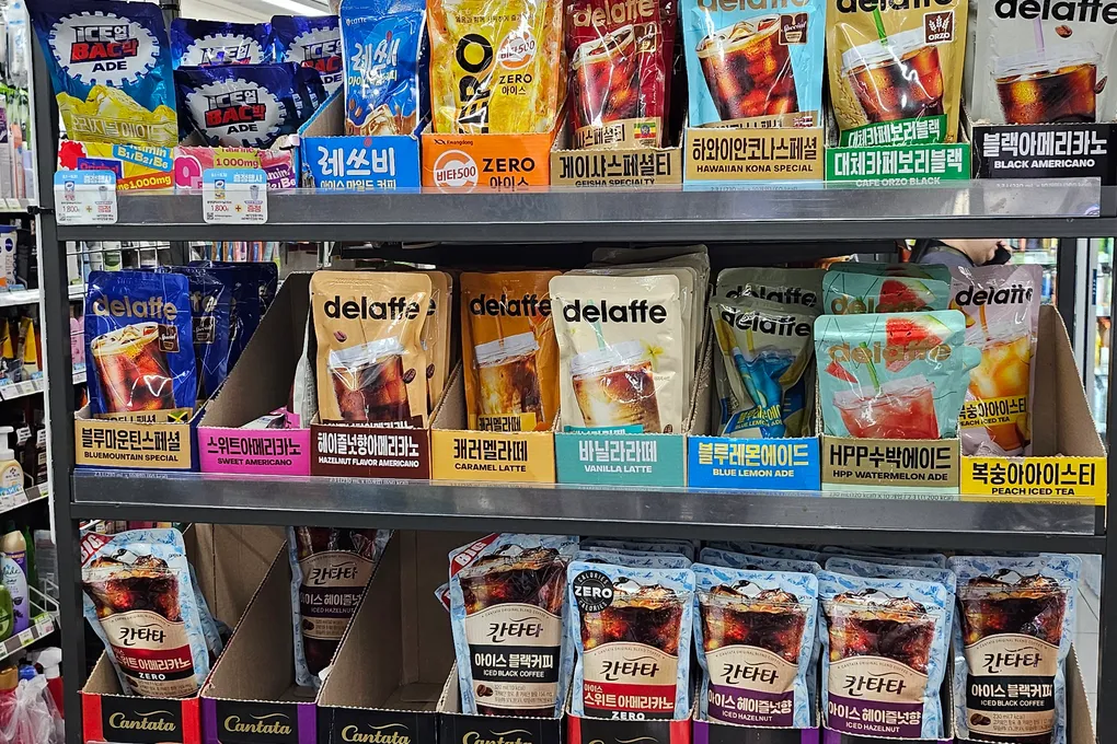 Refrigerated sweet breads and desserts at a Korean convenience store